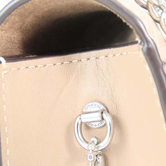 Coach Shoulder Bag CP008 Leather Beige Hardware Chain Women's COACH